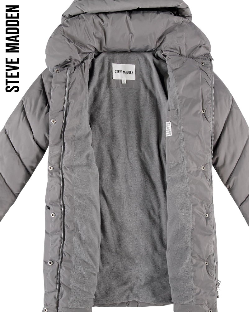 Steve Madden Womenâ€™s Winter Jacket â€“ Insulated Weather Resistant Quilted Mid-Length Puffer Parka Coat (S-3X), Size 3X, Titanium - Image 3